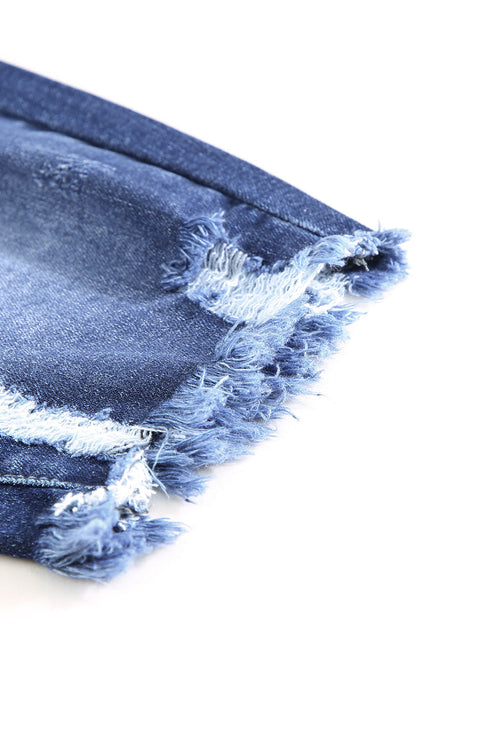 Ripped Tassel Bermuda Denim Shorts